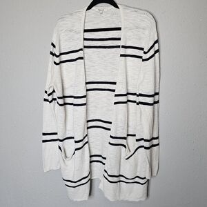 Madewell‎ Oversized Striped Long Cardigan Ivory Blue Size M Medium